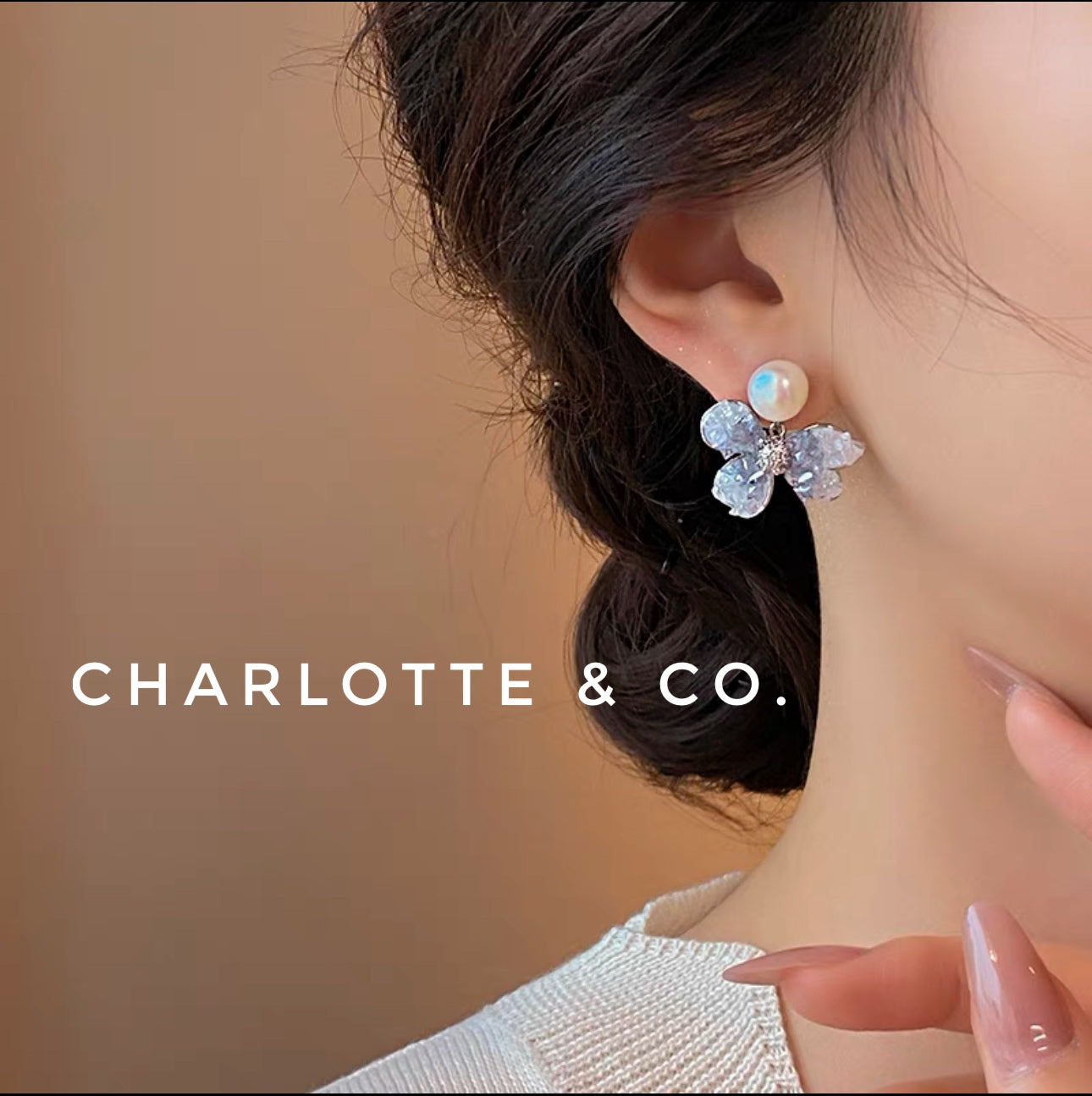 韓系蝴蝶晶珠耳環