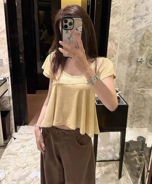 韓系U 領不規則上衣