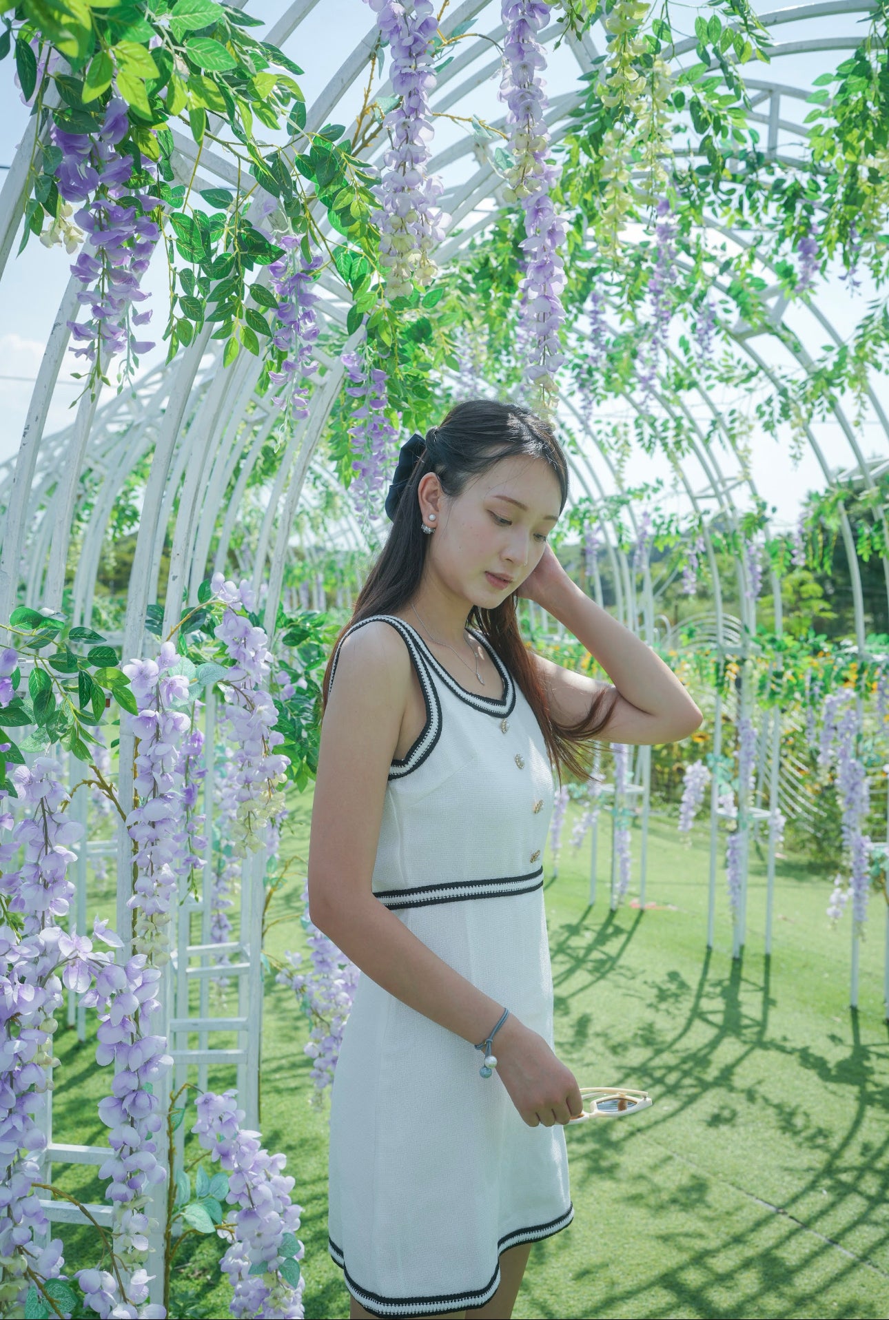 自家系列 閃石撞色小香風織裙