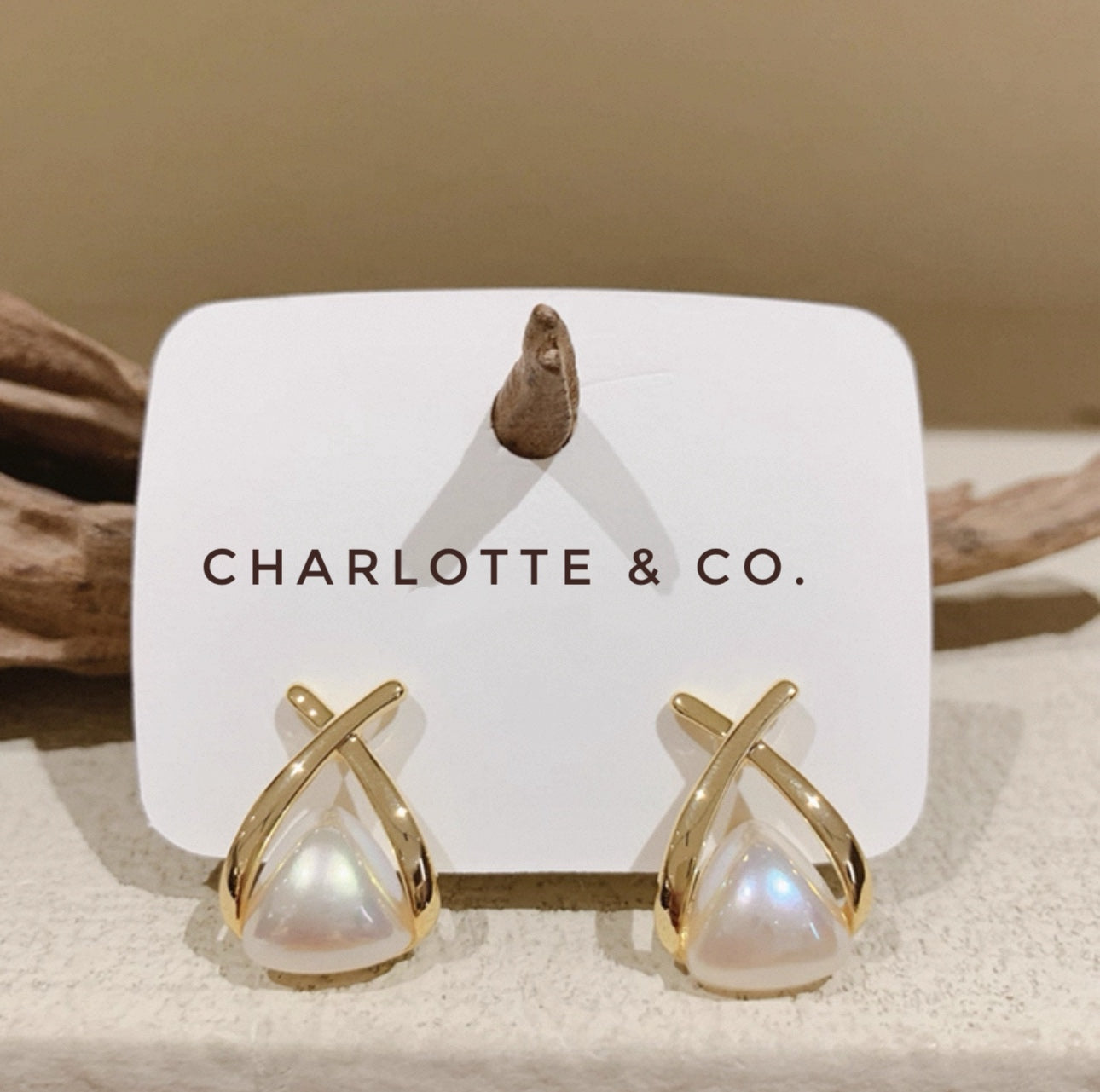 韓系三角珠魚尾耳環