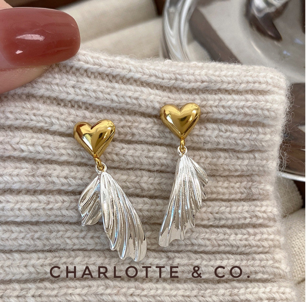 韓系金心魚尾耳環