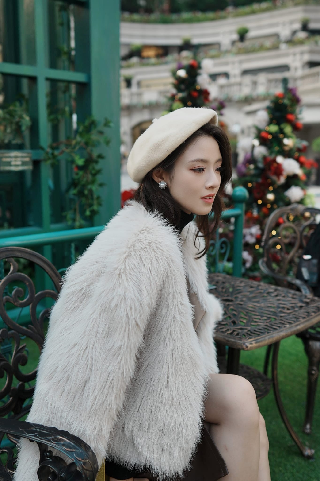 韓系純色高領細針織上衣/毛毛褸/皮裙