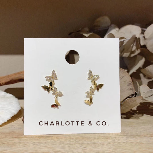 韓系閃閃翩蝶耳環