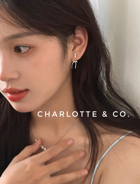 韓系芭蕾絲帶結耳環