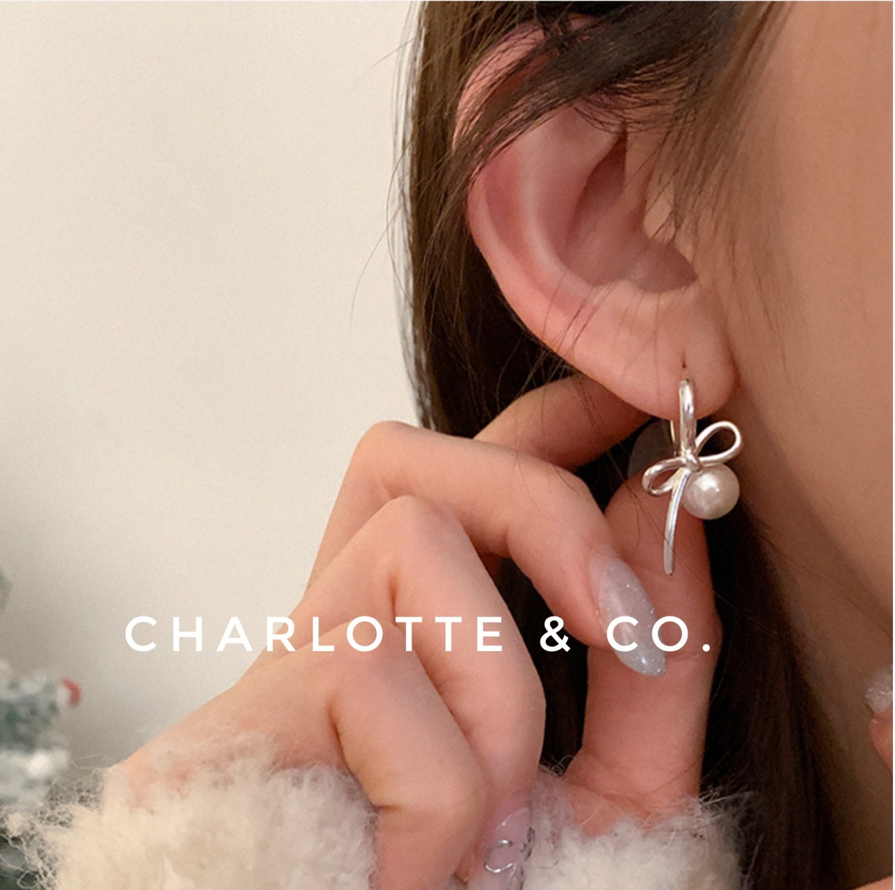 韓系芭蕾蝴結吊珠耳環