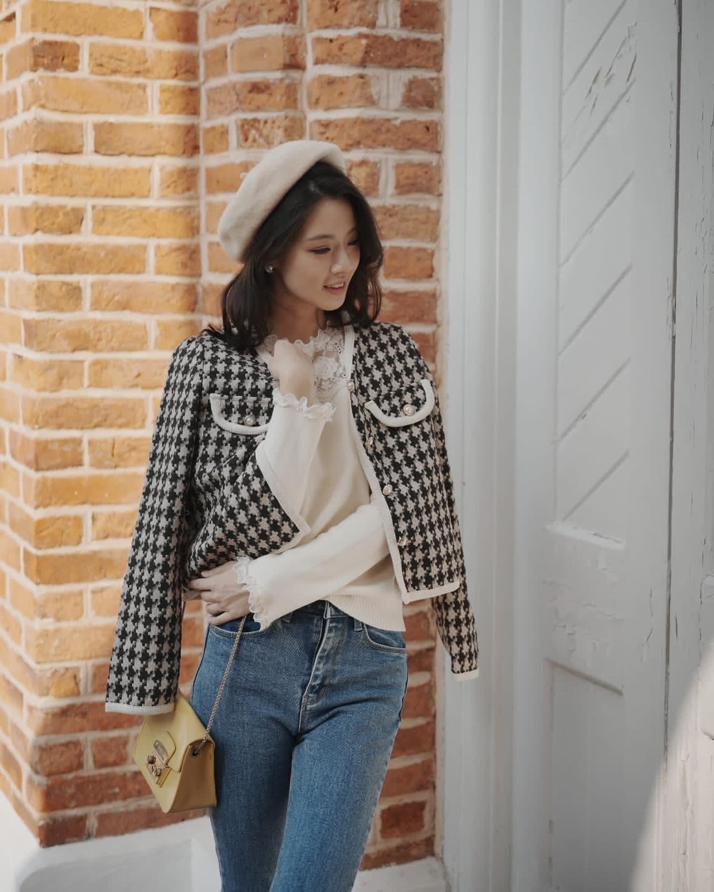 韓系千鳥格小香風外套