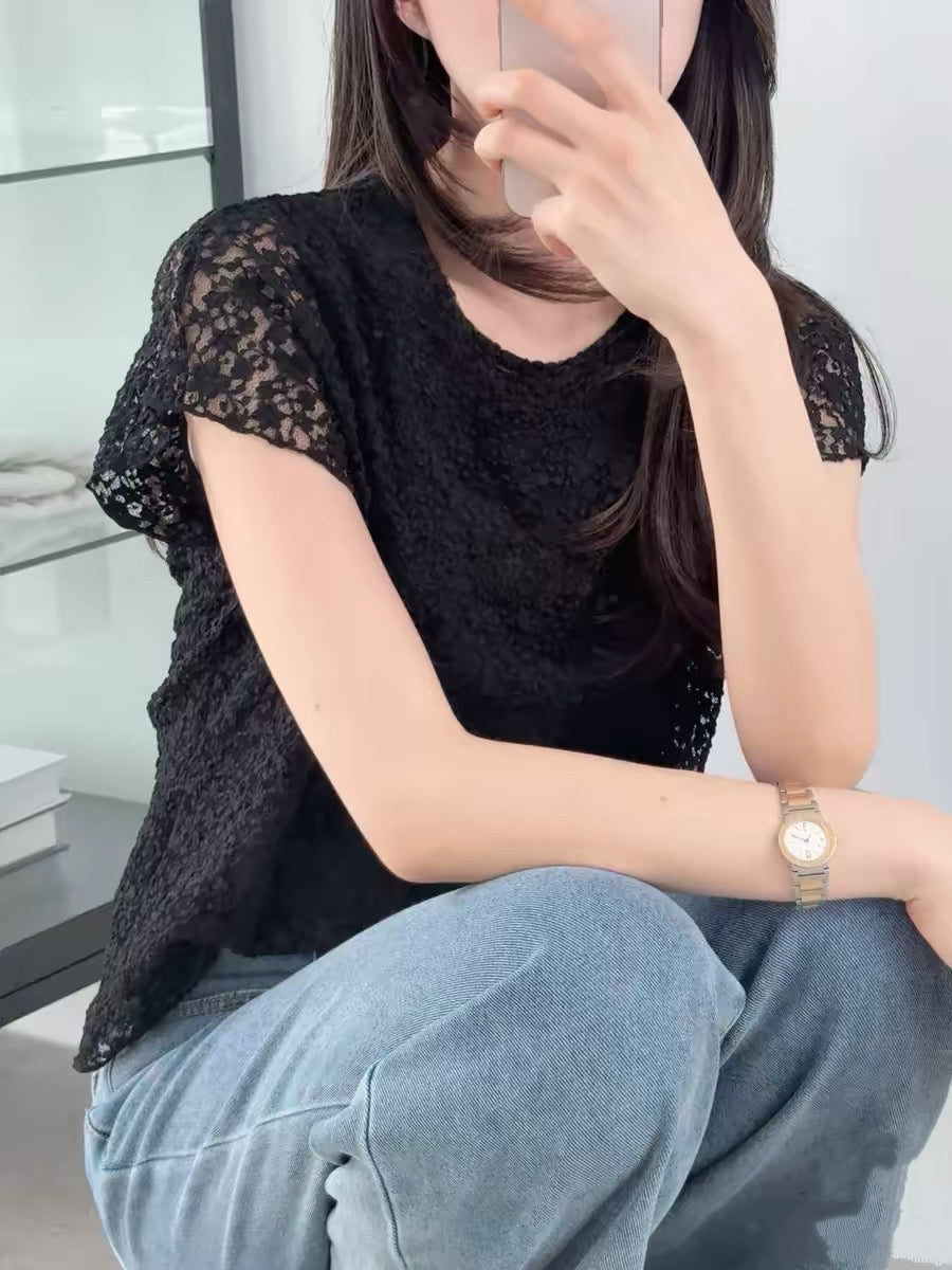 韓系小蕾絲花上衣