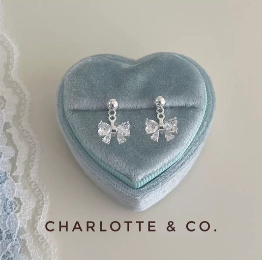 韓系吊水晶蝴蝶耳環