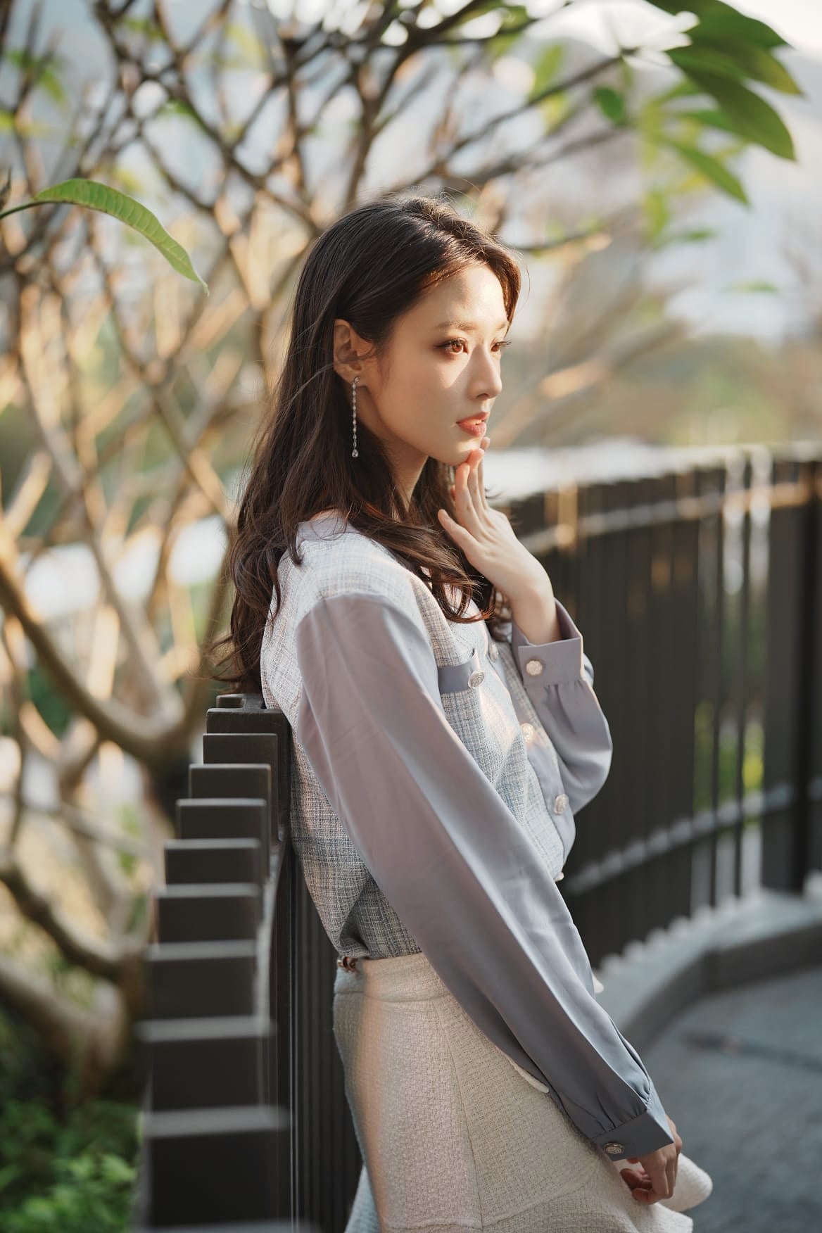 韓系V領扣子小香風上衣