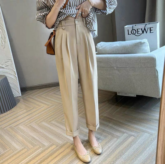 韓系高腰修腳西褲