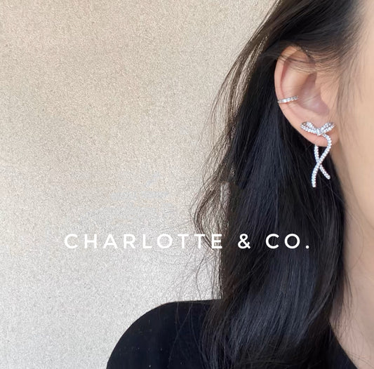 韓系閃石大蝴蝶結耳環