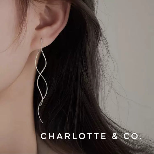 韓系長波浪耳環