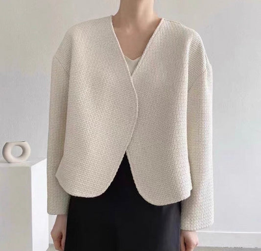 韓系圓領紋理小香風外套