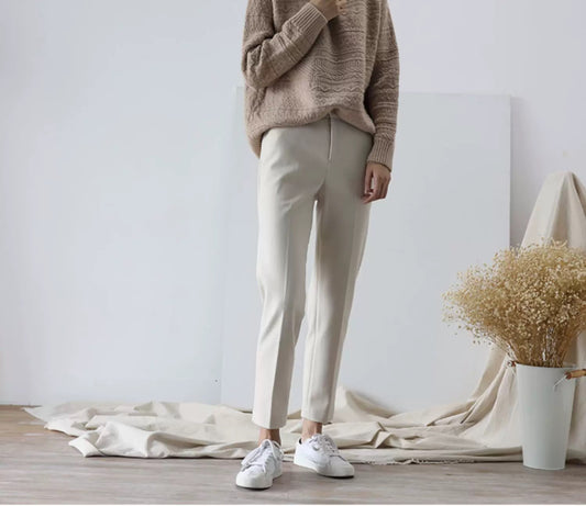 韓系高腰九分修腳西褲