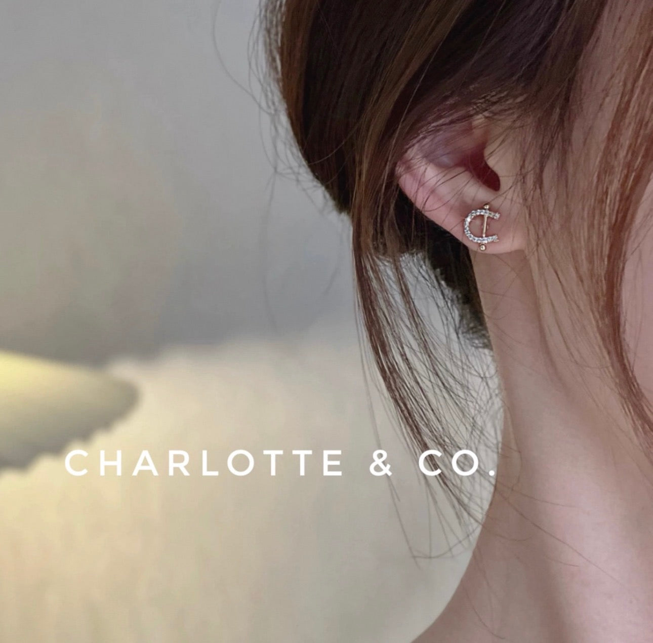 韓系馬蹄閃石耳環