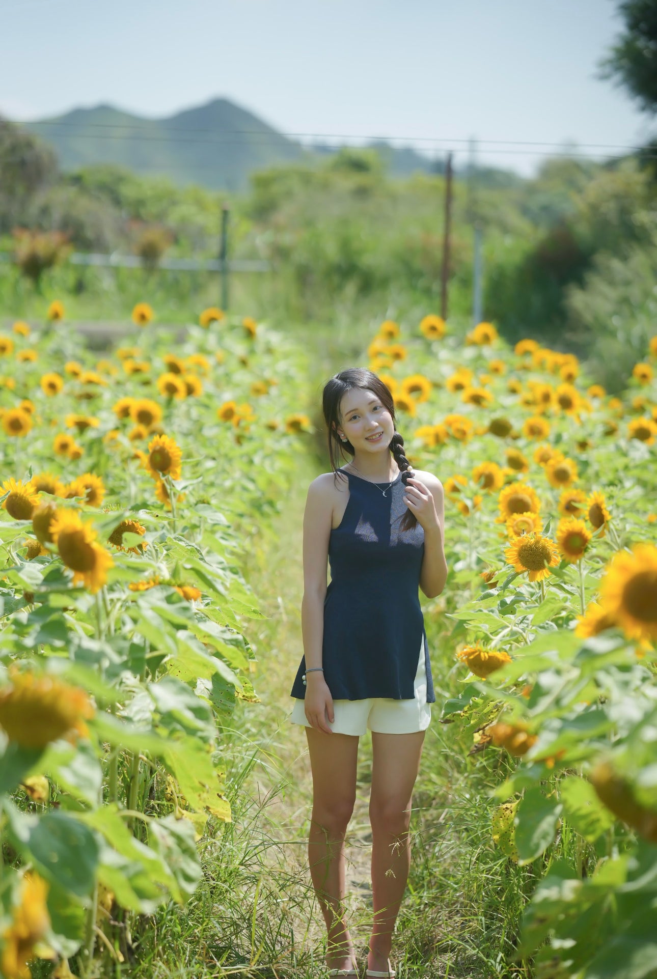 韓系掛項側叉針織背心