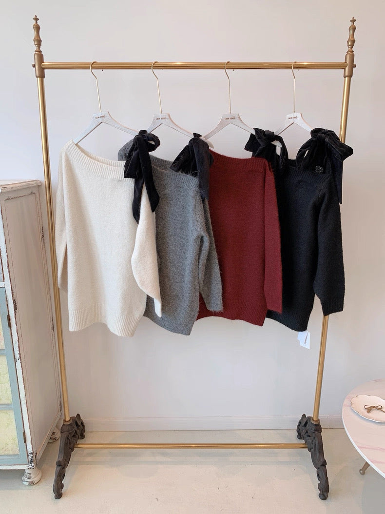 韓系半側肩綁結針織連身裙