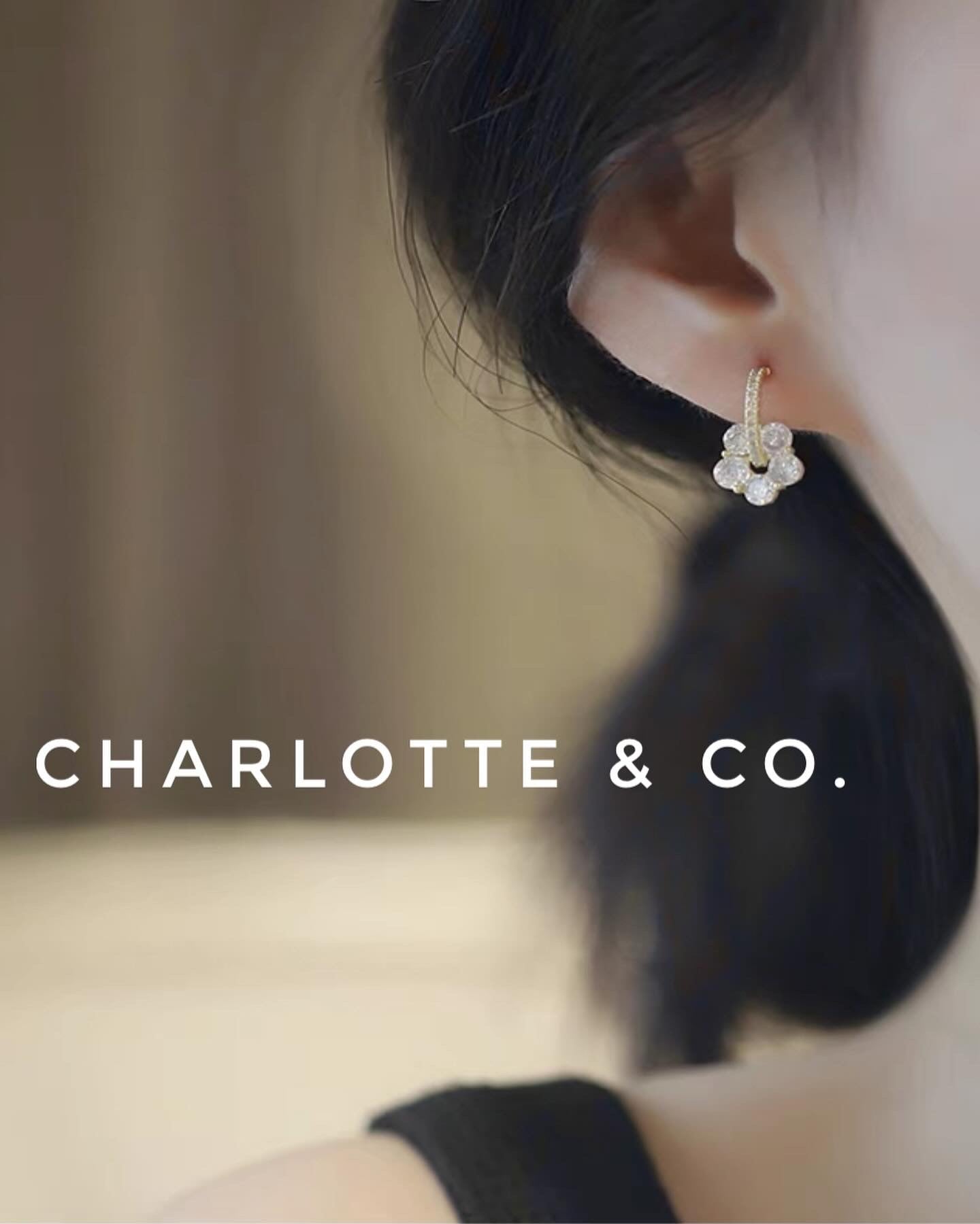 韓系吊水晶花耳環