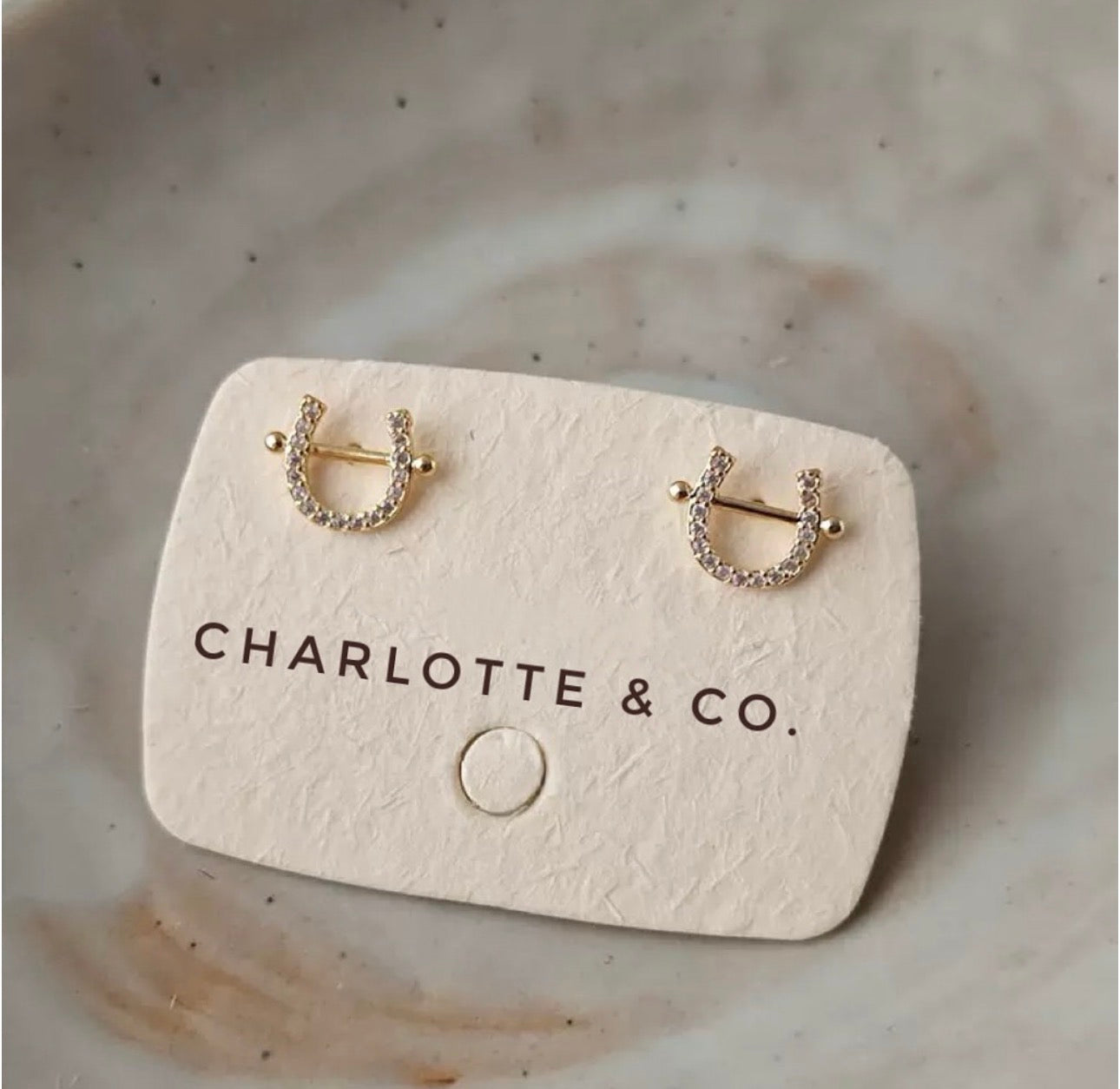 韓系馬蹄閃石耳環