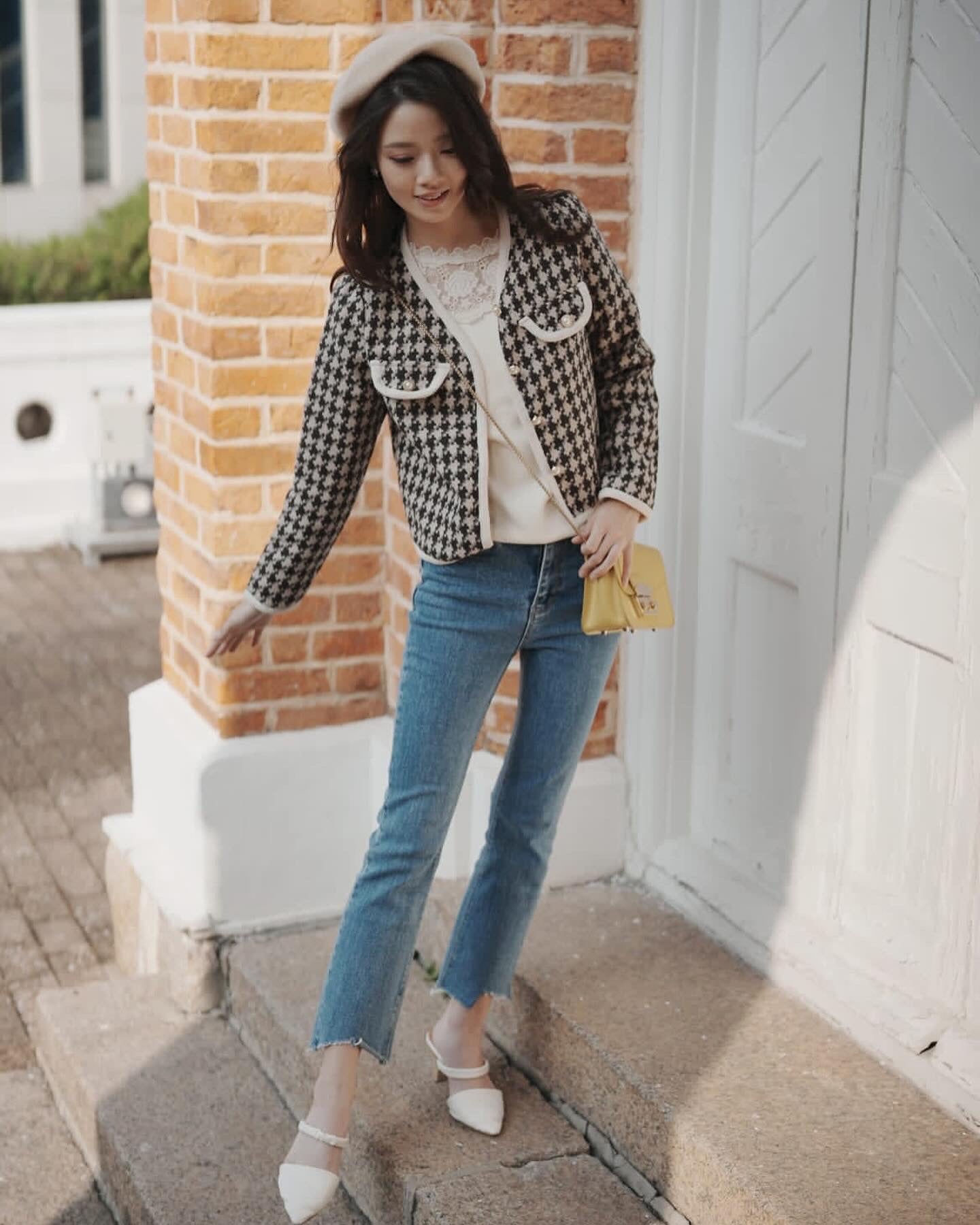 韓系千鳥格小香風外套