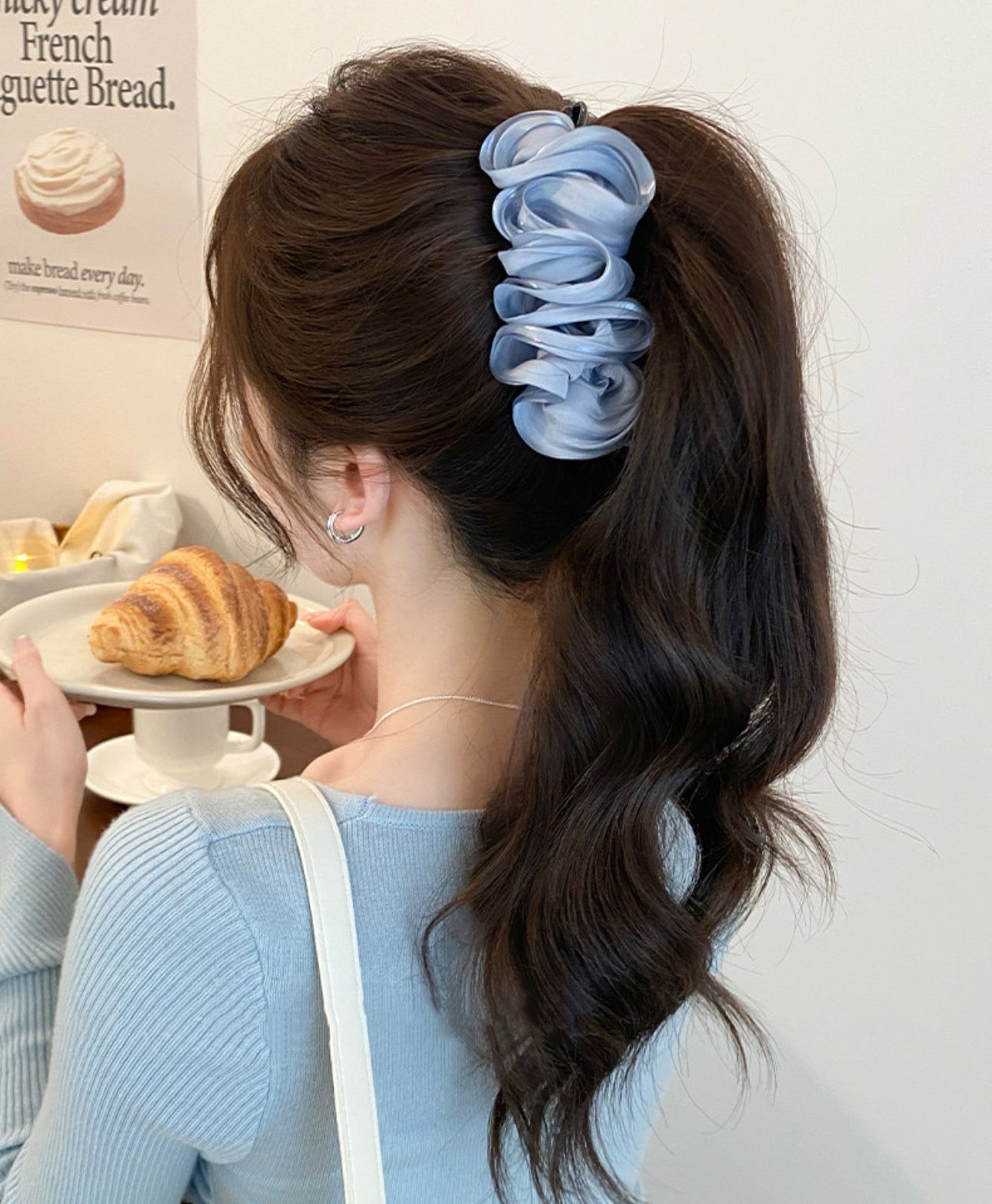 韓系雪紡褶紋髮夾