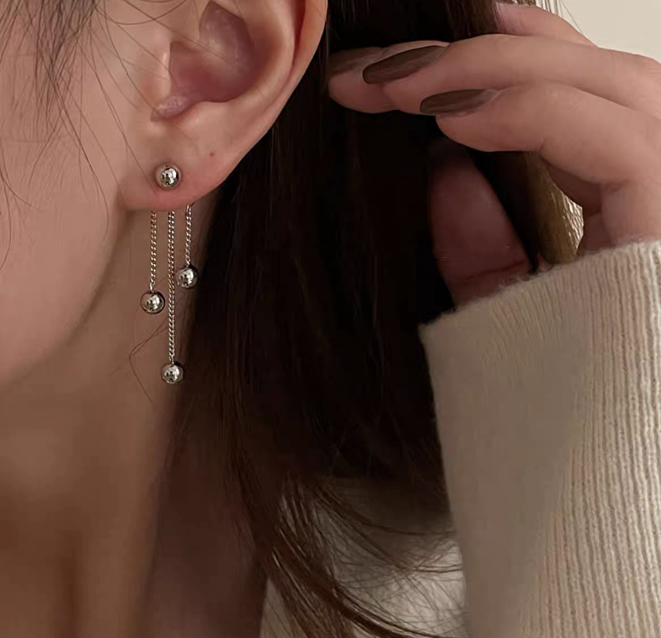 韓系不規則流蘇耳環