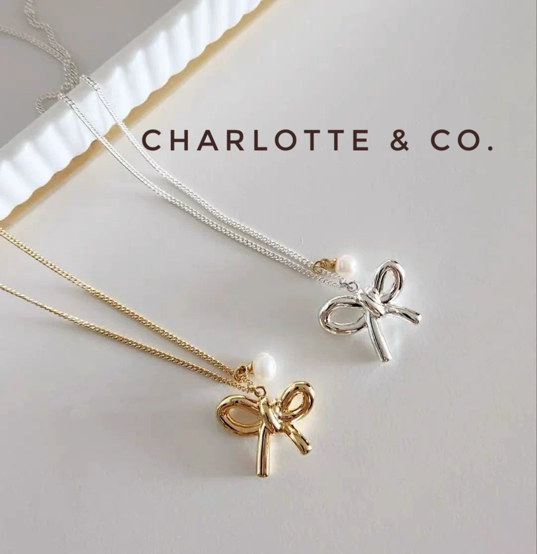 韓系吊小珠小蝴結項鏈