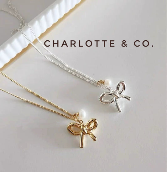 韓系吊小珠小蝴結項鏈