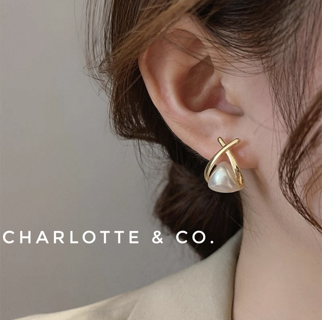 韓系三角珠魚尾耳環