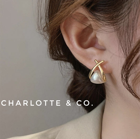 韓系三角珠魚尾耳環