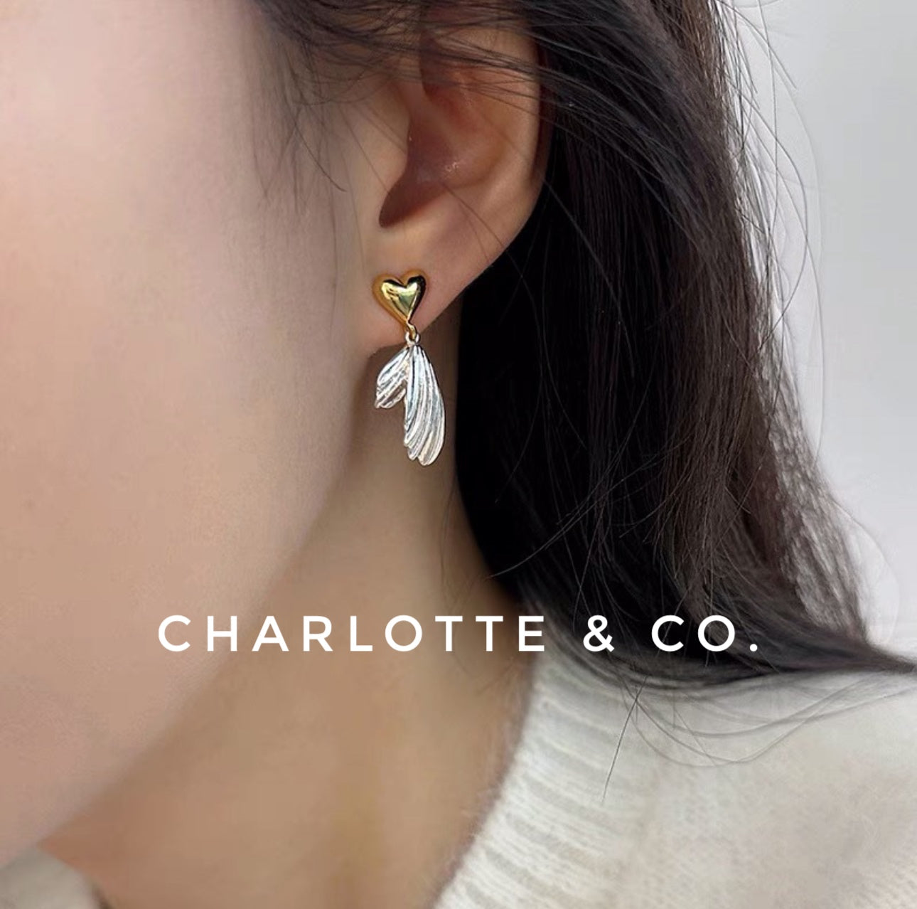 韓系金心魚尾耳環