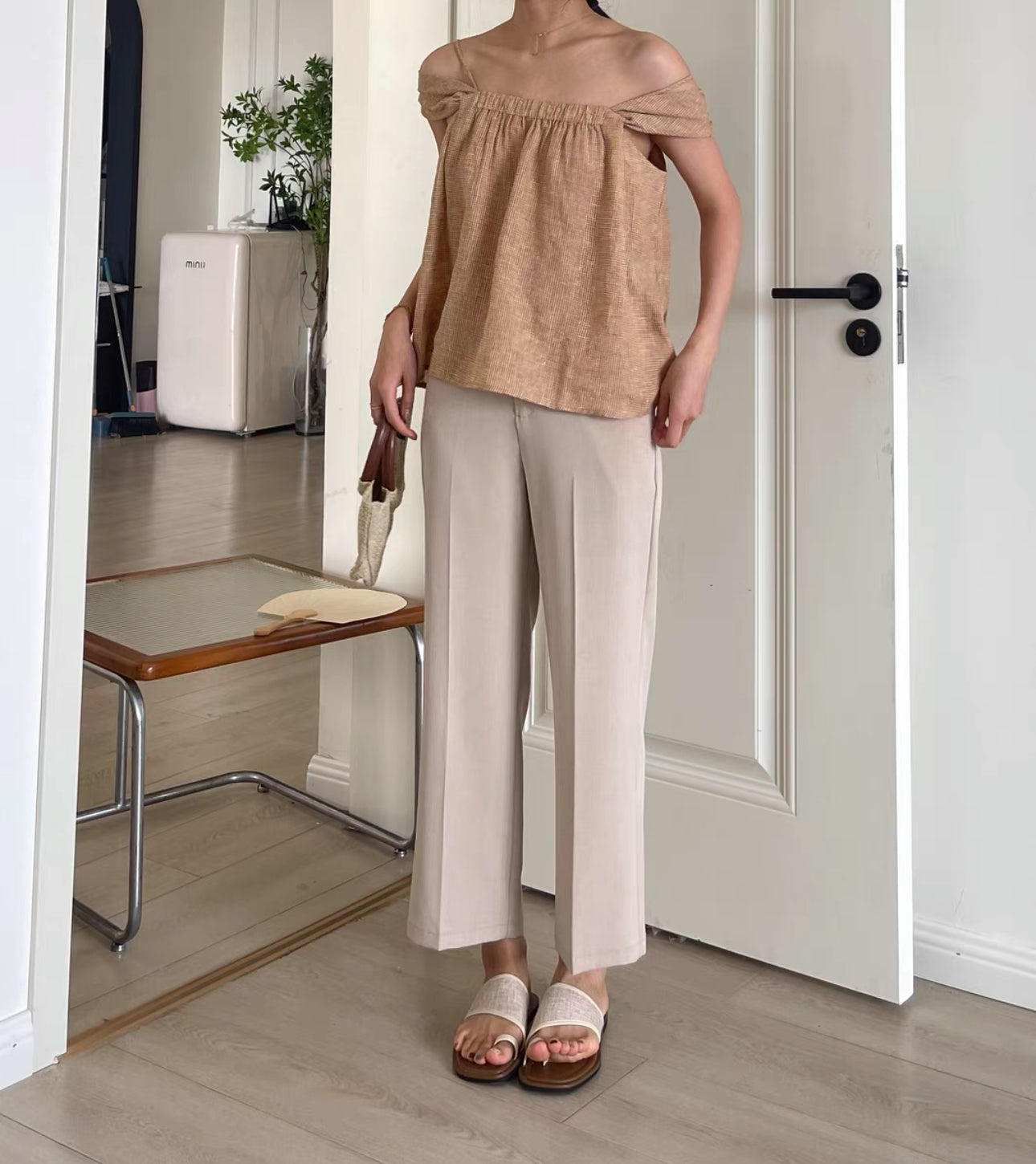 韓系高腰直腳西褲/九分褲