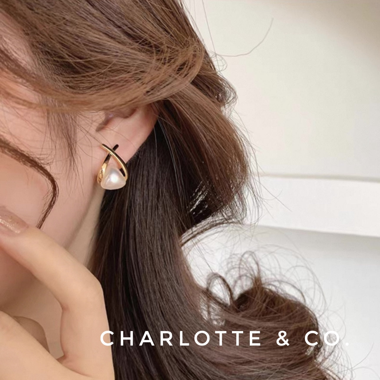 韓系三角珠魚尾耳環