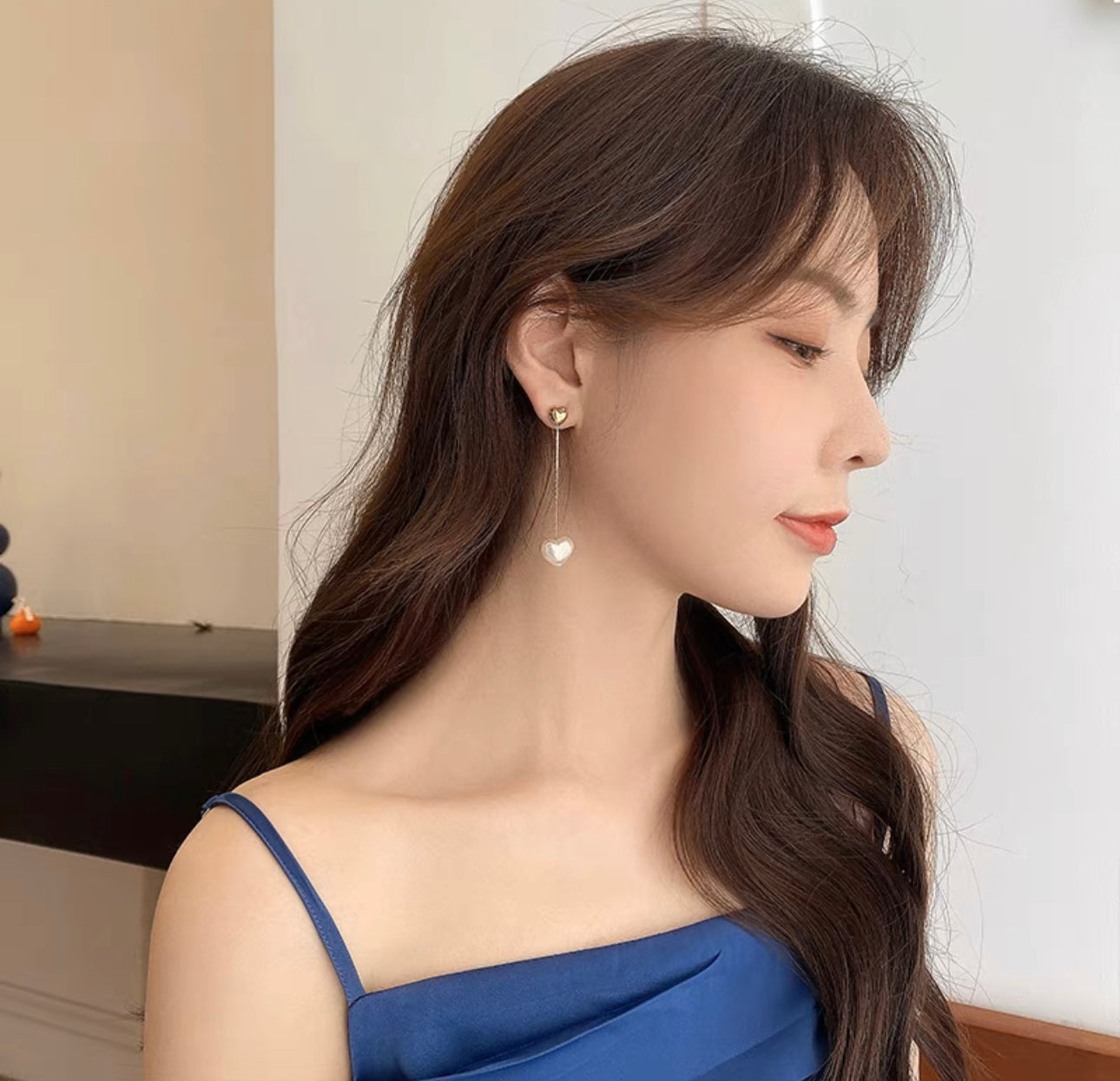 韓系吊心心耳環