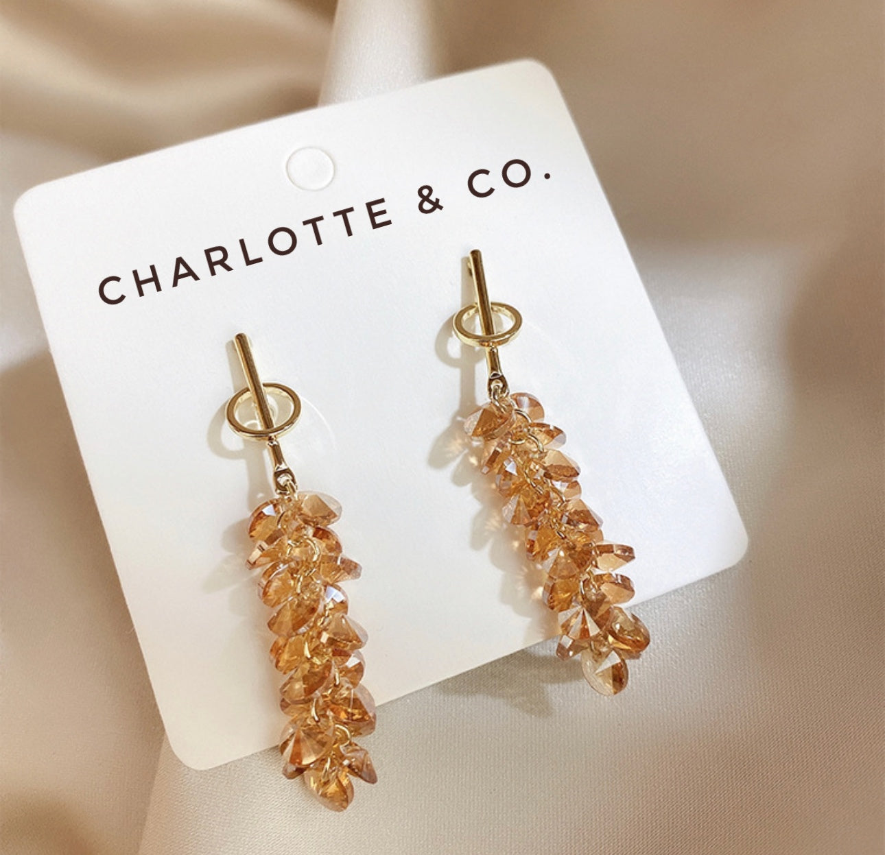 韓系串串水晶耳環