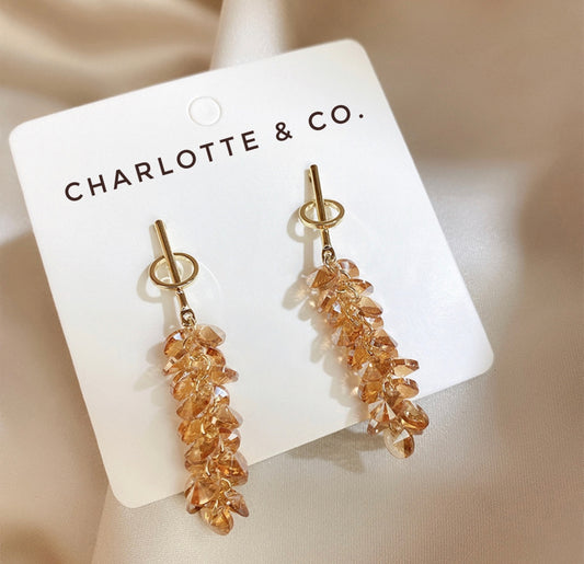 韓系串串水晶耳環