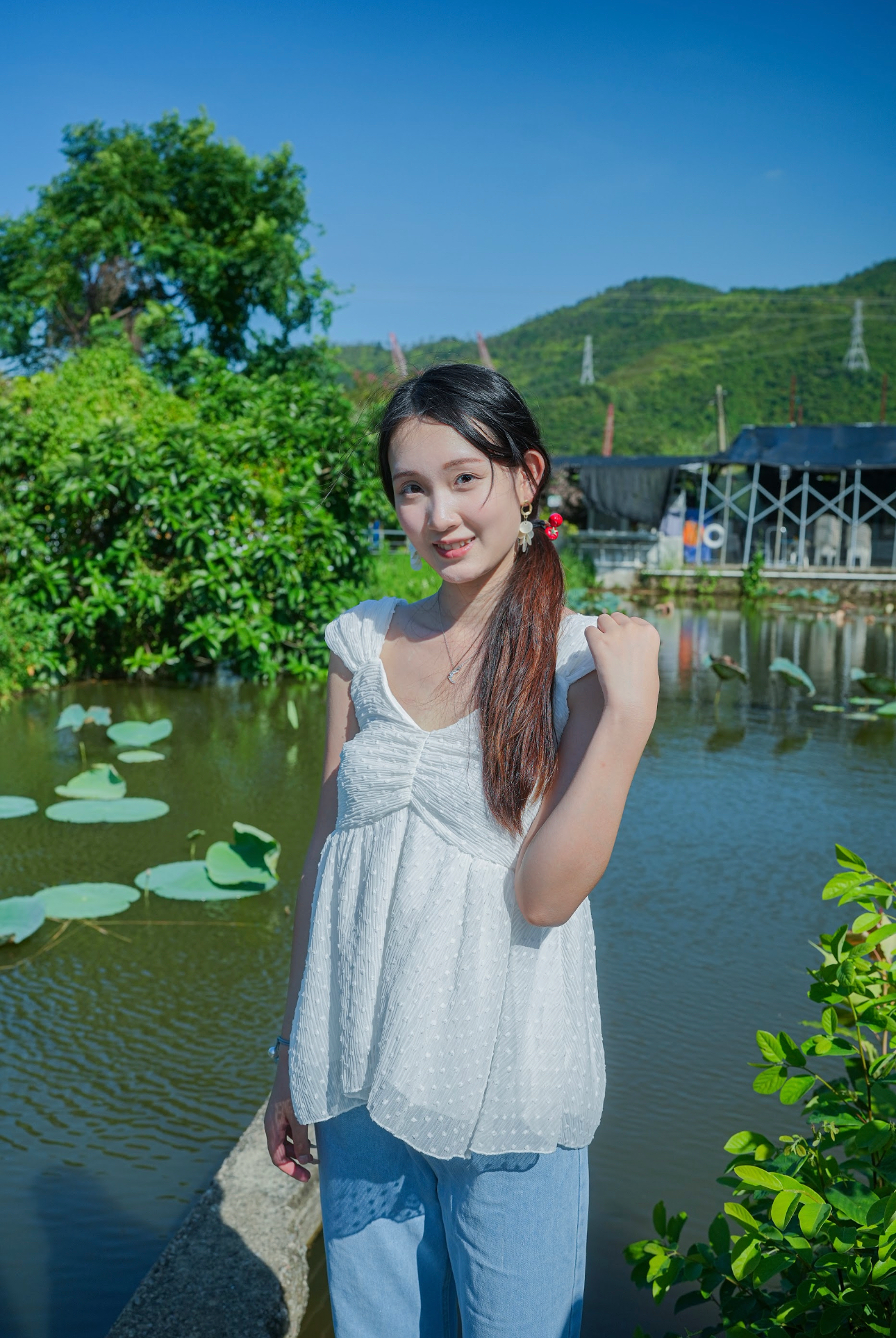 韓系鑽領點點雪紡娃娃上衣