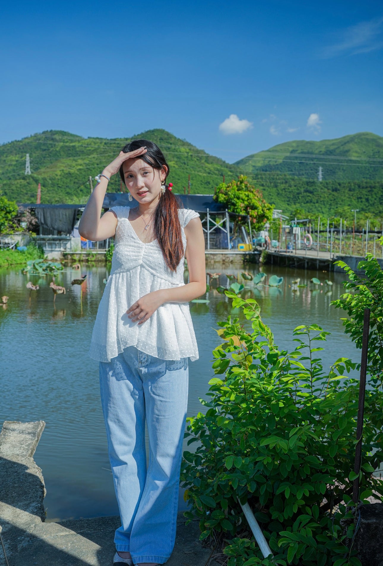 韓系鑽領點點雪紡娃娃上衣