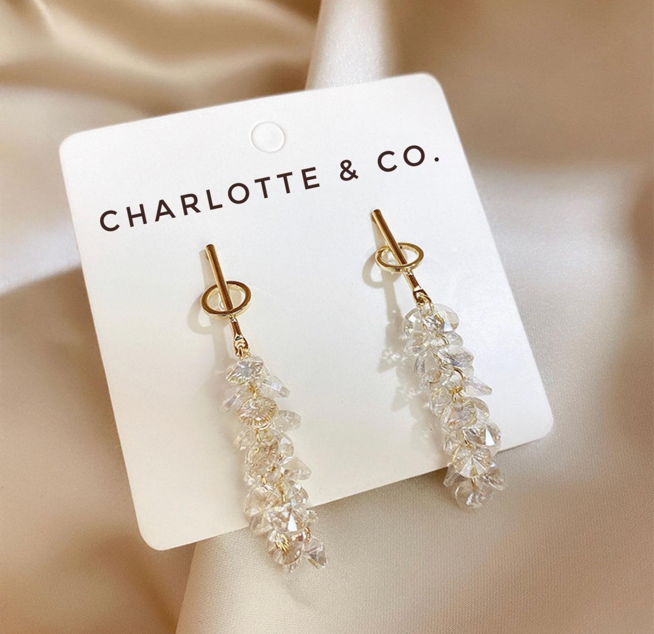 韓系串串水晶耳環