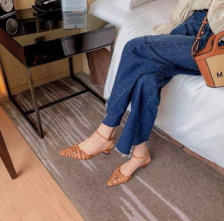 *Shoe 韓系鏤空粗跟涼鞋