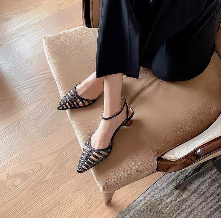 *Shoe 韓系鏤空粗跟涼鞋
