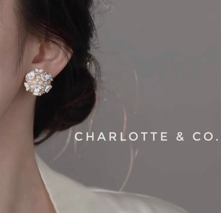 韓系珍珠貝母花花大小珠耳環