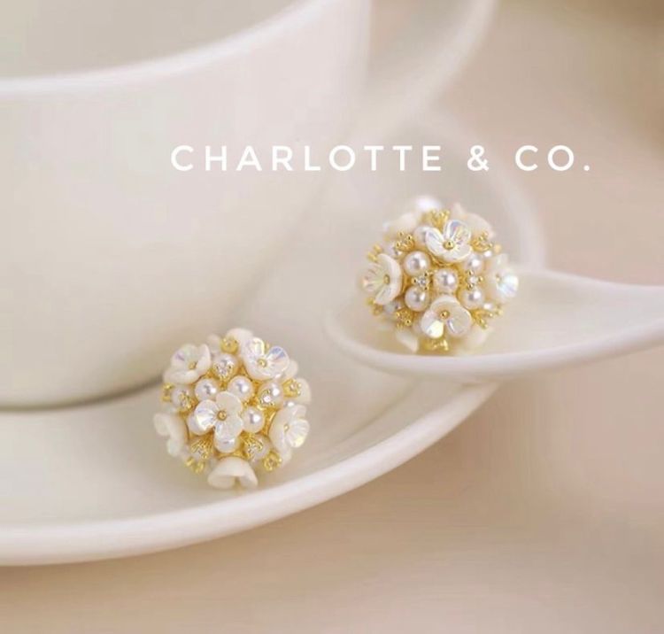 韓系珍珠貝母花花大小珠耳環