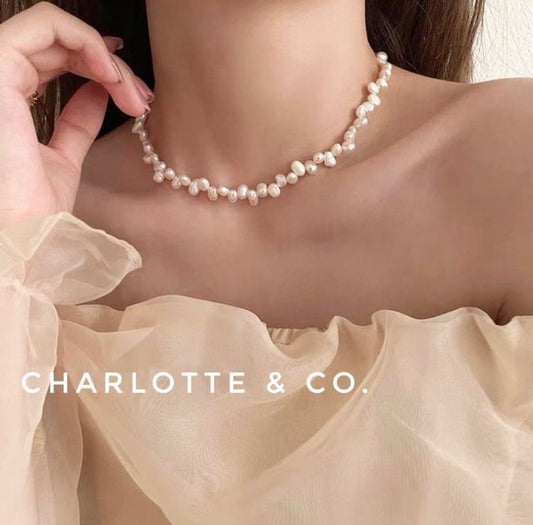 韓系天然淡水珠短項鏈