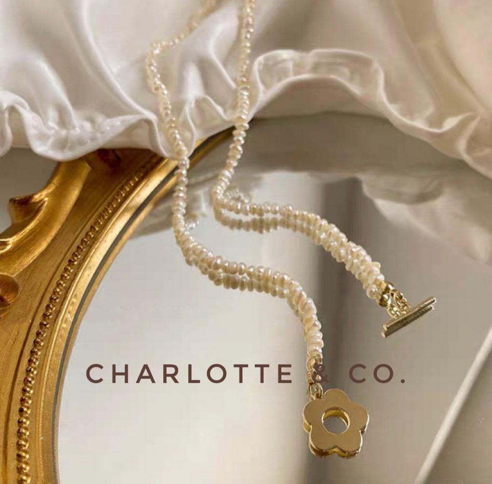 韓系天然淡水珍珠小花扣項鏈