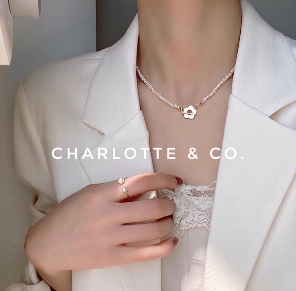 韓系天然淡水珍珠小花扣項鏈