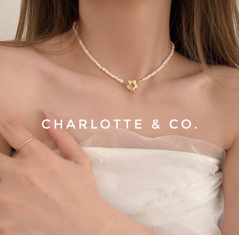 韓系天然淡水珍珠小花扣項鏈