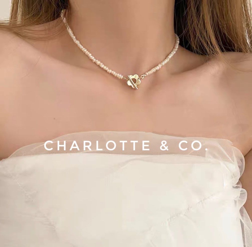 韓系天然淡水珍珠小花扣項鏈