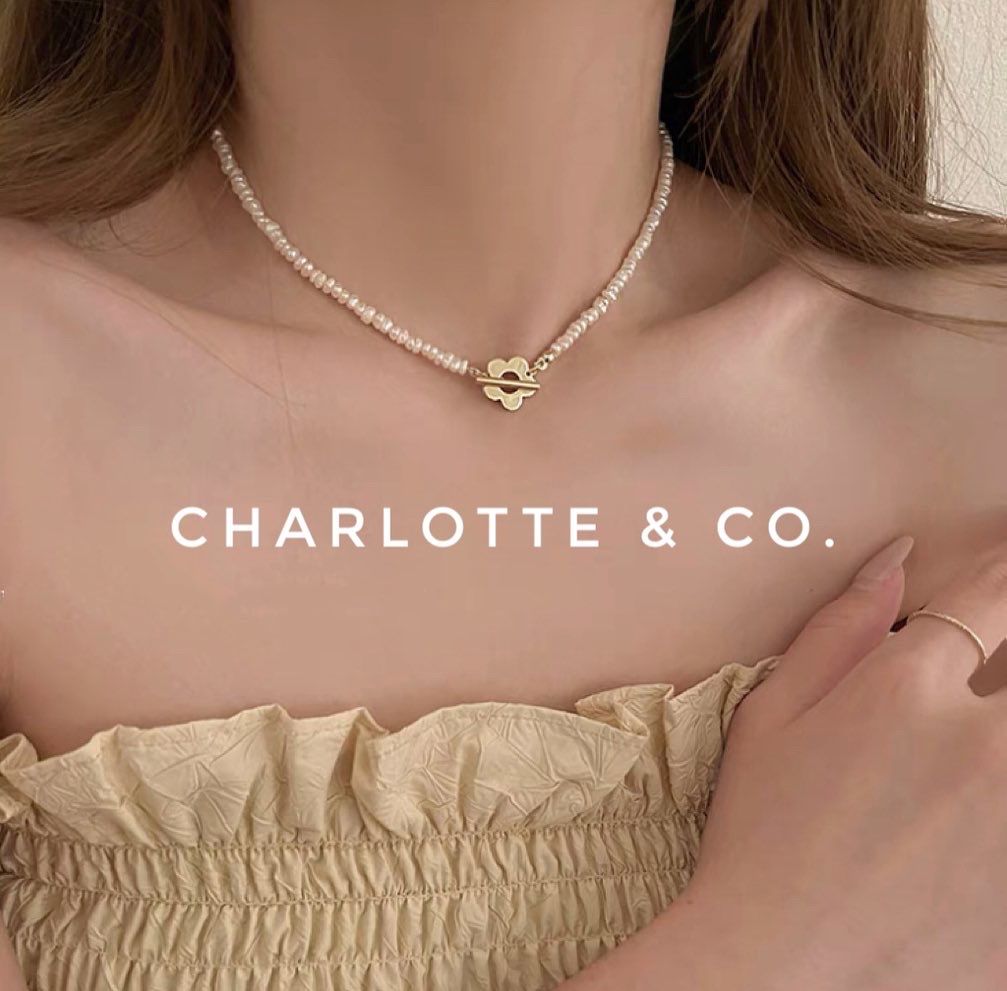 韓系天然淡水珍珠小花扣項鏈