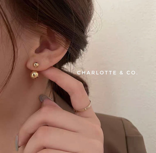 韓系雙金屬珠珠耳環